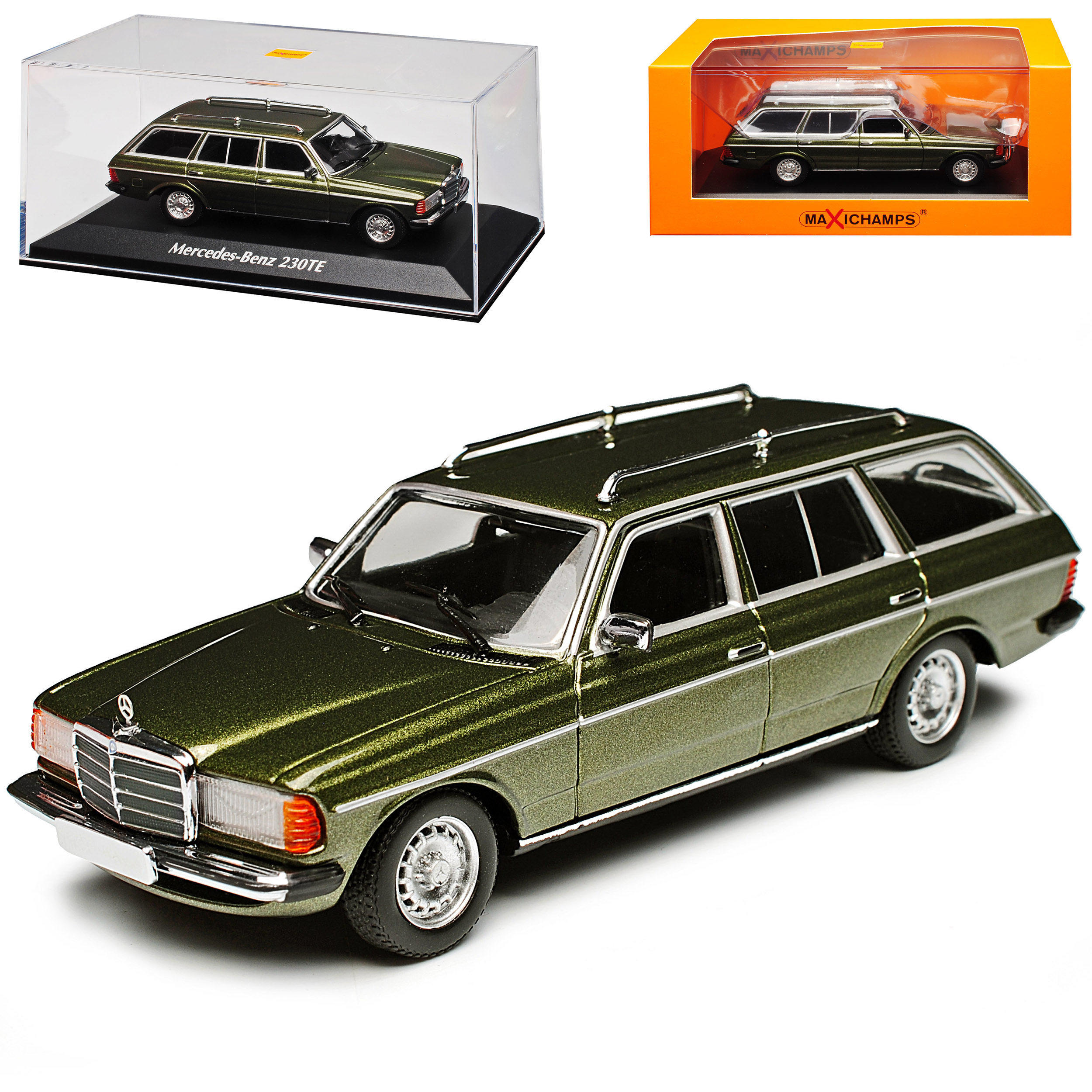 Image of Mercedes-benz W123 230te Estate Car T-model Green 1975-1986 1/43 Maxichamps Model Car