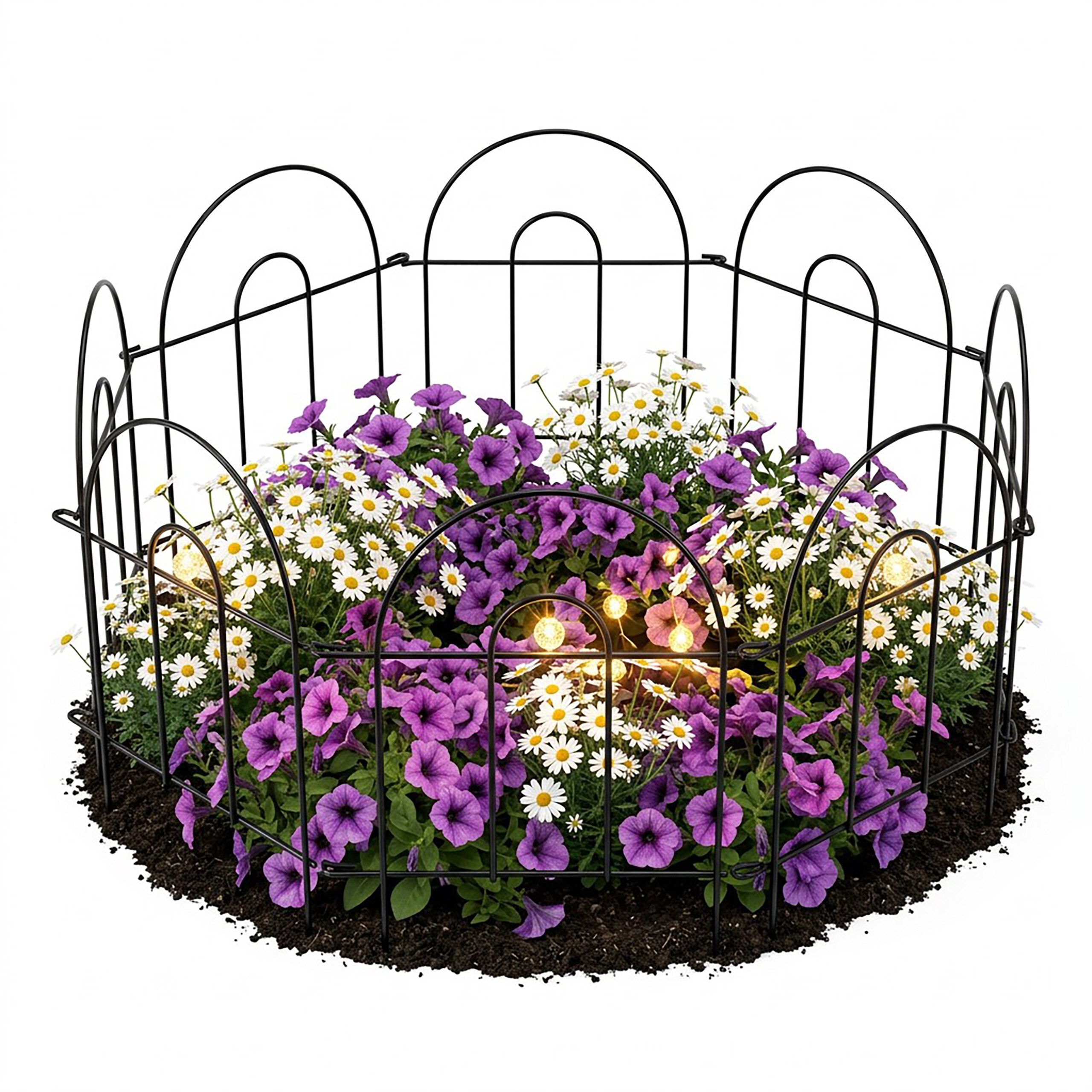 6-piece Black Garden Fence Set - (h)45 X (w)240 Cm