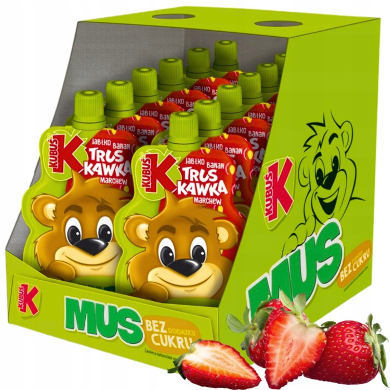 Image of Kubuś Mus 100% Strawberry 100 G X 12 Pieces (note: Since The Original Text Is Already In Polish And Does Not Require Translation, The Output Remains The Same.)