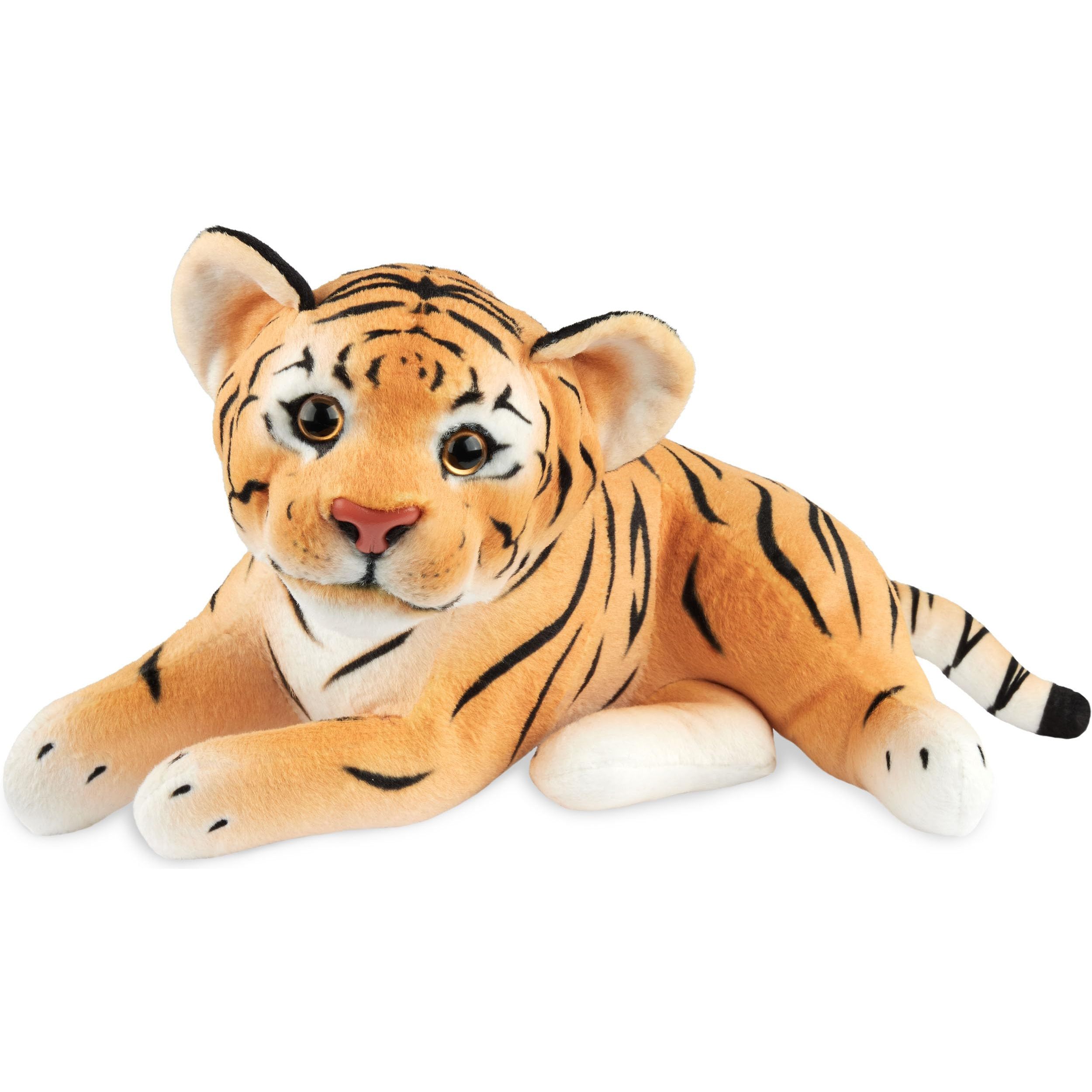 Image of Brubaker Tiger - 30 Cm Fabric Animal - Baby Plush Toy Predator Cat Lying Down - Children's Plush Toy - Brown