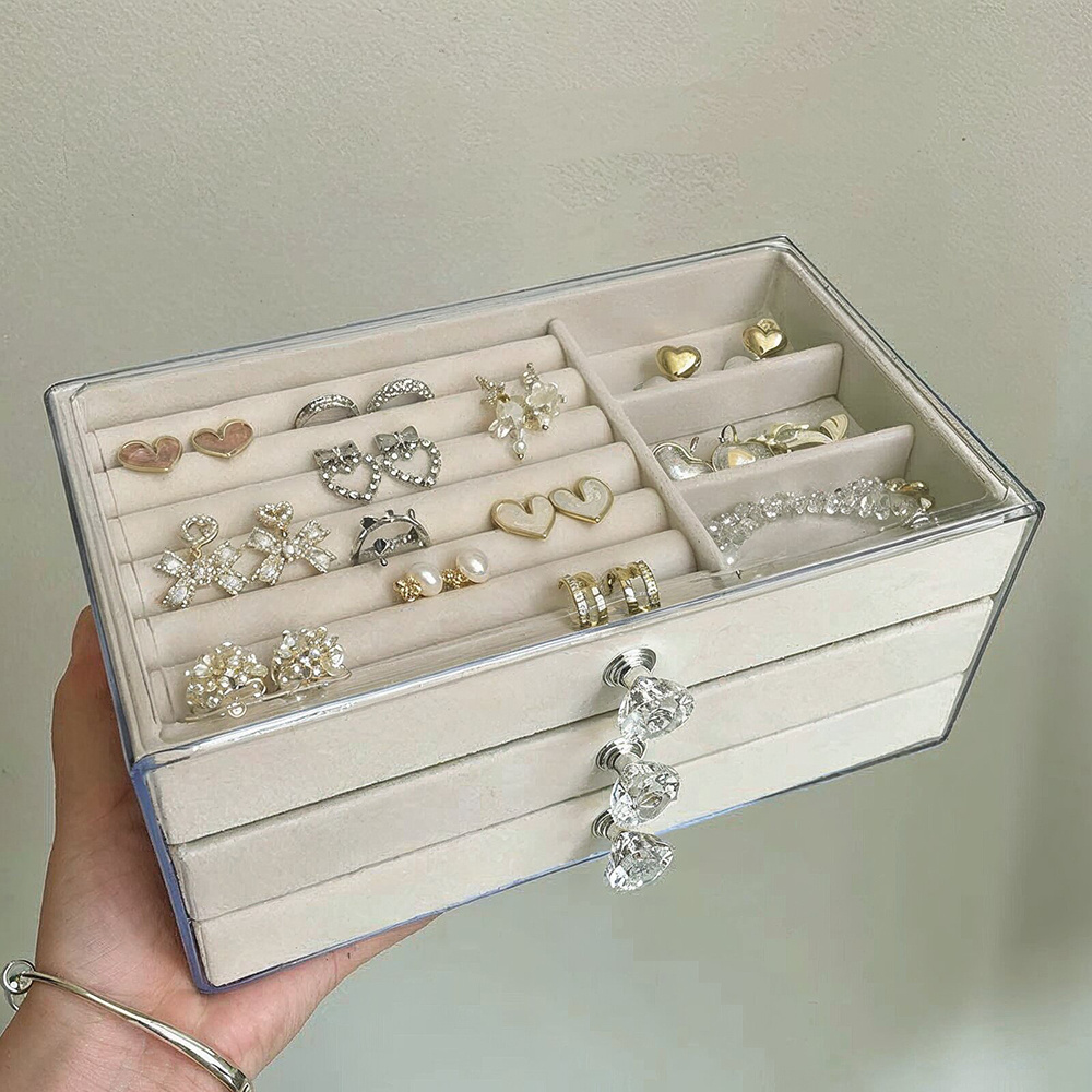 TEMU Jewellery Box Organiser, 3 Layer Makeup Case Cosmetic Storage Box With Drawer For Organizing Cosmetics Perfume Jewellery Skin Care, Ideal Gifts