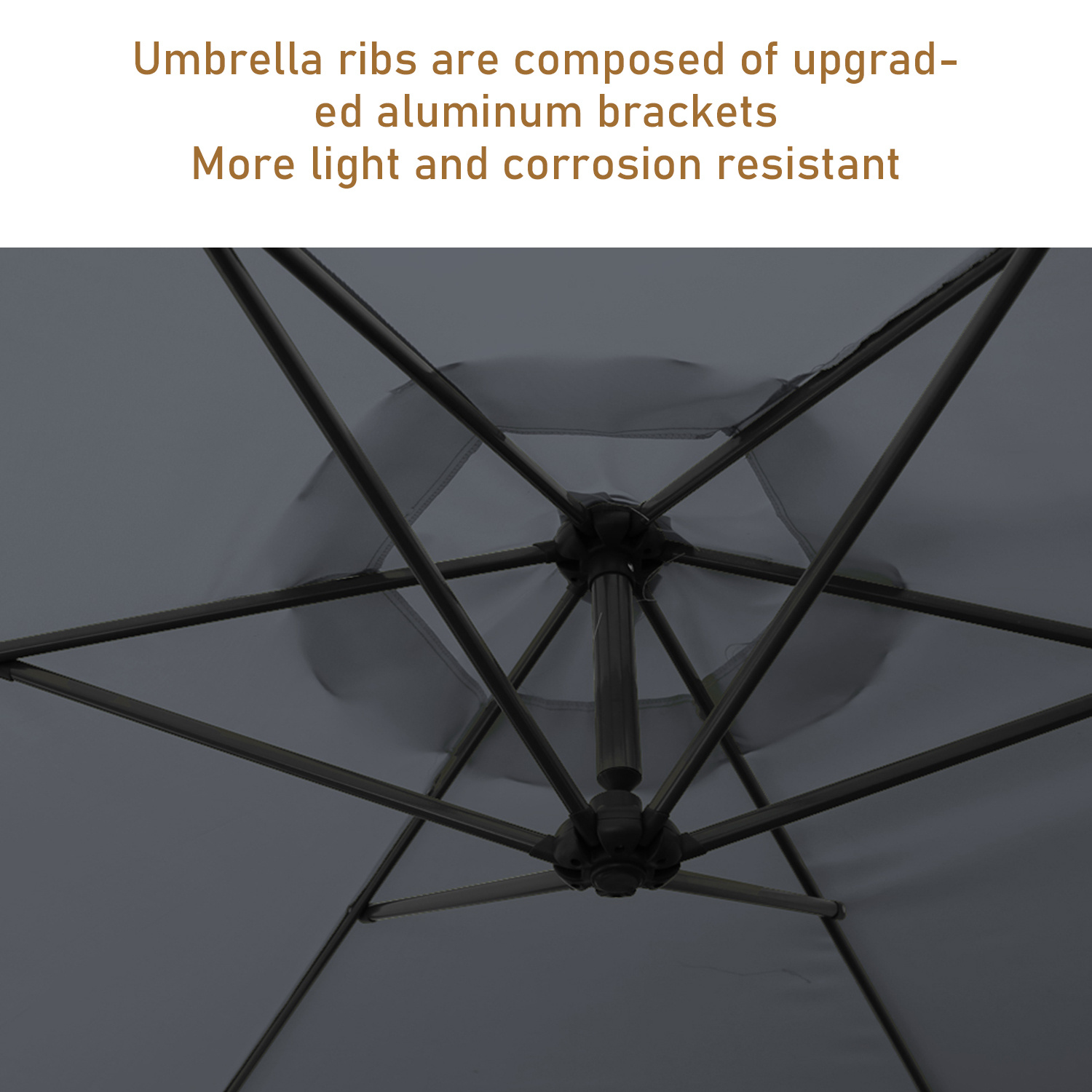 Parasol, parasol cantilever, avec support et lumière, protection solaire, protection UV jusqu'à UV30+, ouverture et fermeture faciles, pour jardin, terrasse, 300 cm