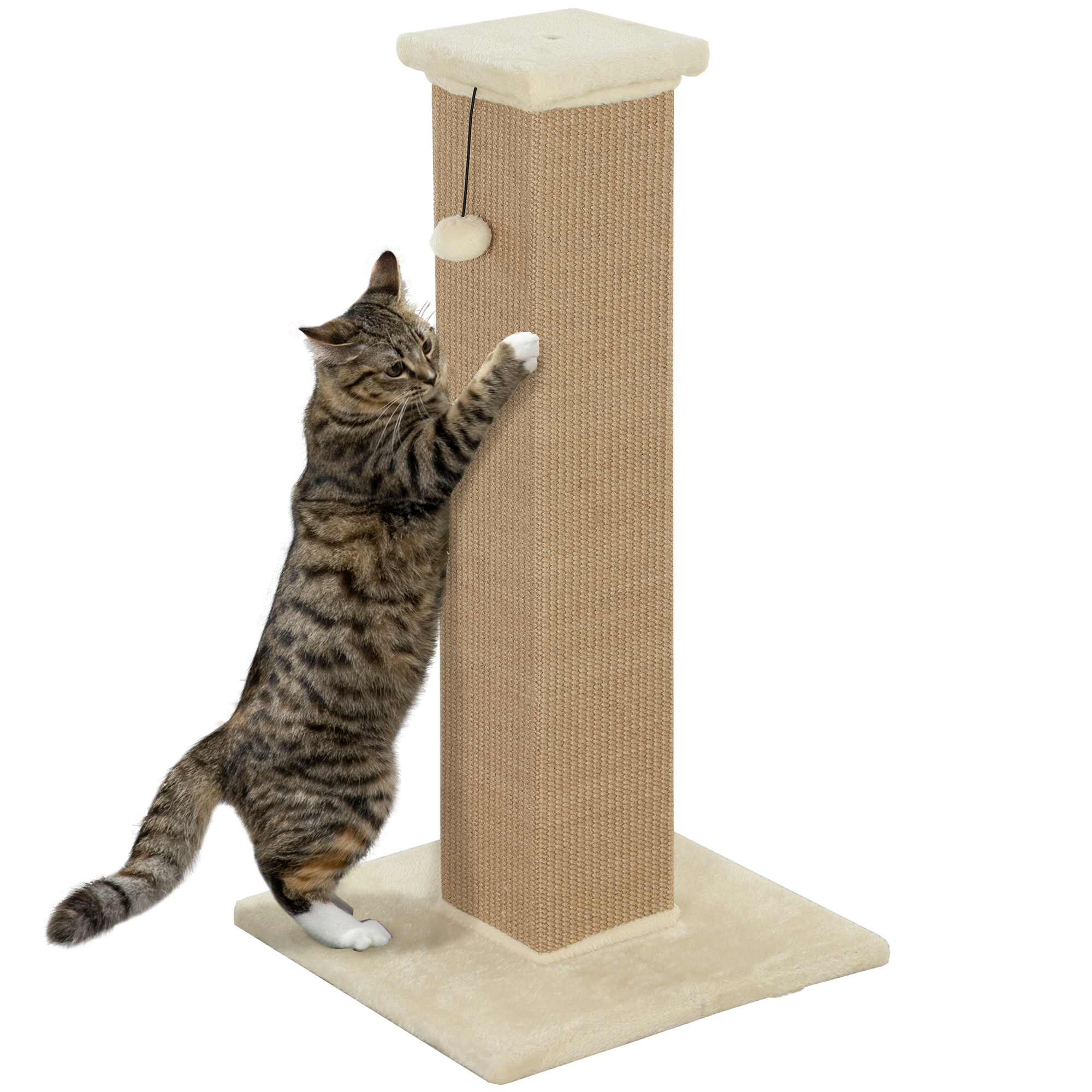 Cat Scratching Post Height 81 Cm Cat Scratcher With Jute Post And Hanging Ball 41x41x81 Cm