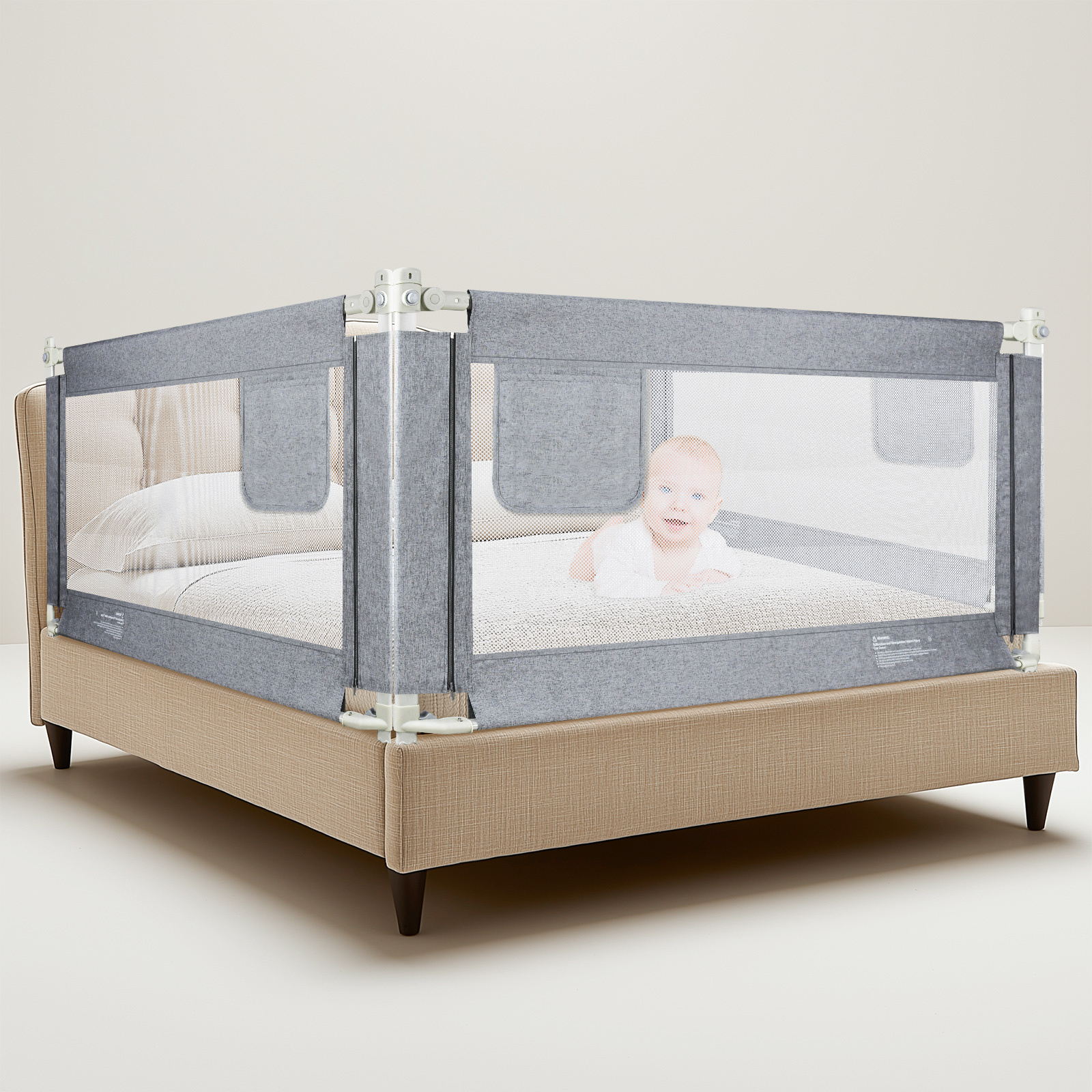 Lingsen 150cm/180cm/200cm Children Bed Railing Bed Guard, Children Bed Rail For And Children Bed, Fall Protection For Bed