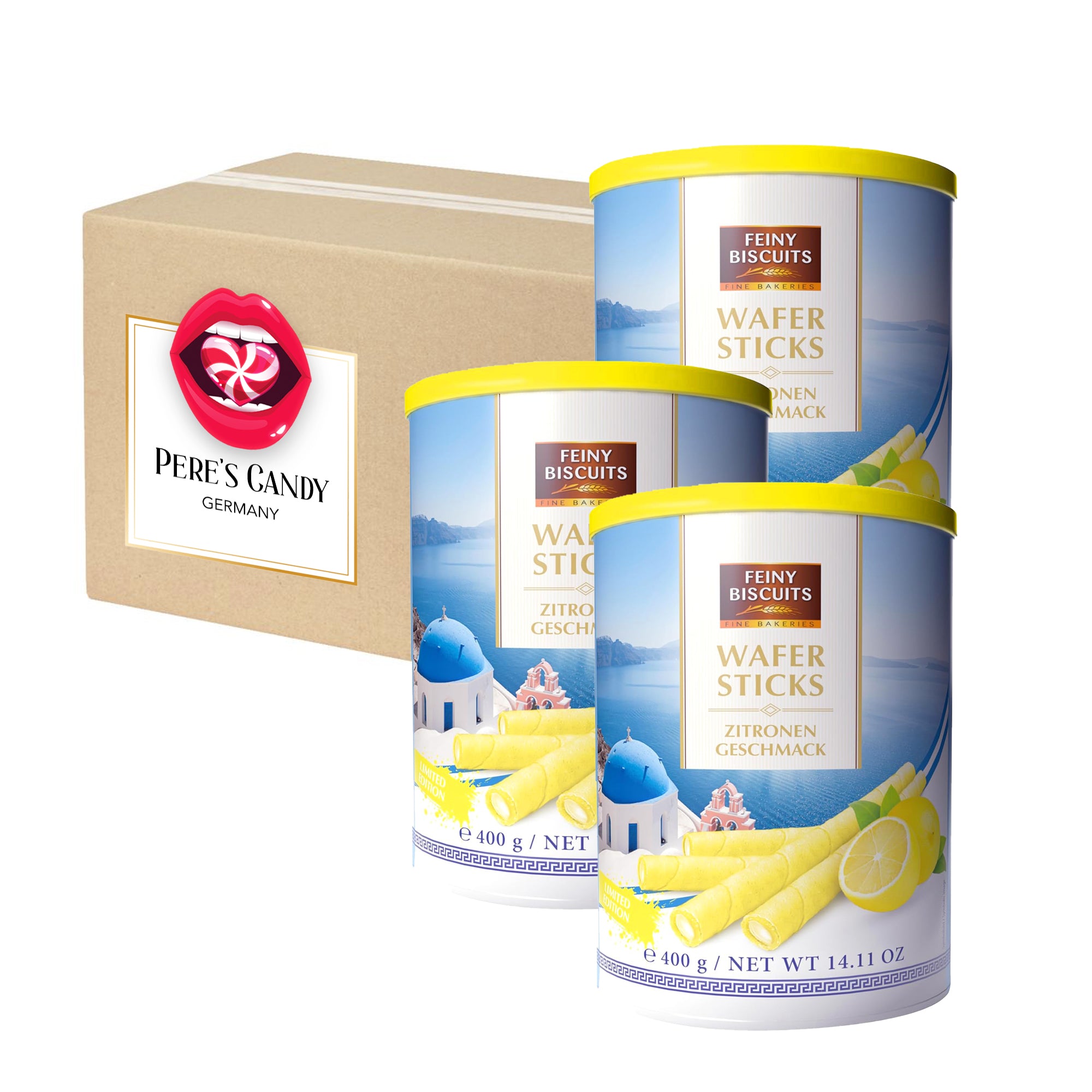 Lemon Wafer Sticks - Waffle Rolls 3x400g