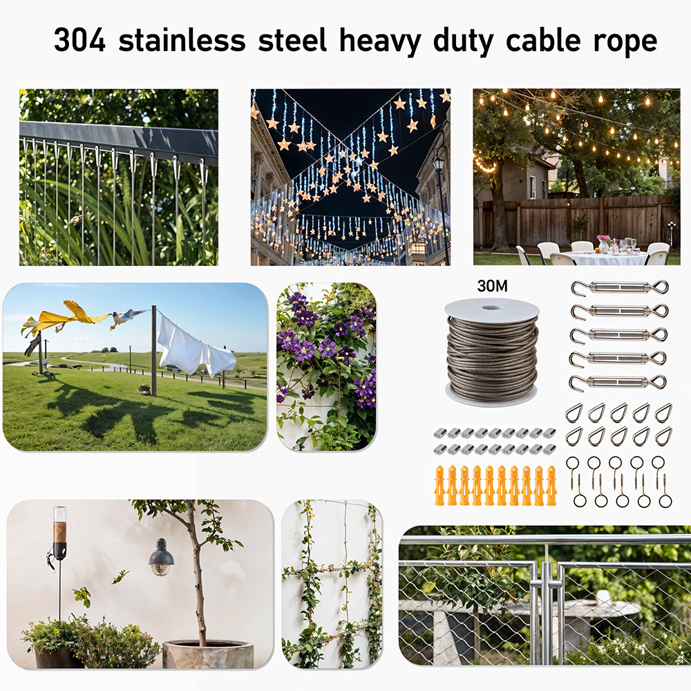 30M 304 Stainless Steel Heavy-Duty Cable Rope