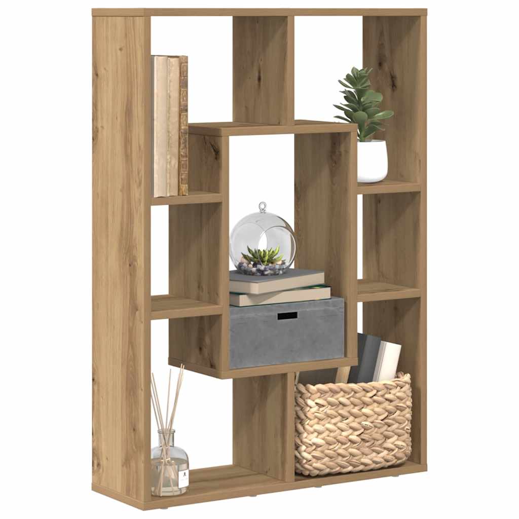 Image of Vidaxl Bookshelf, 7-tier Stand, Room Divider For Living Room Bedroom Office, Storage Shelf File Shelf Office Shelf, Oak Wood Material