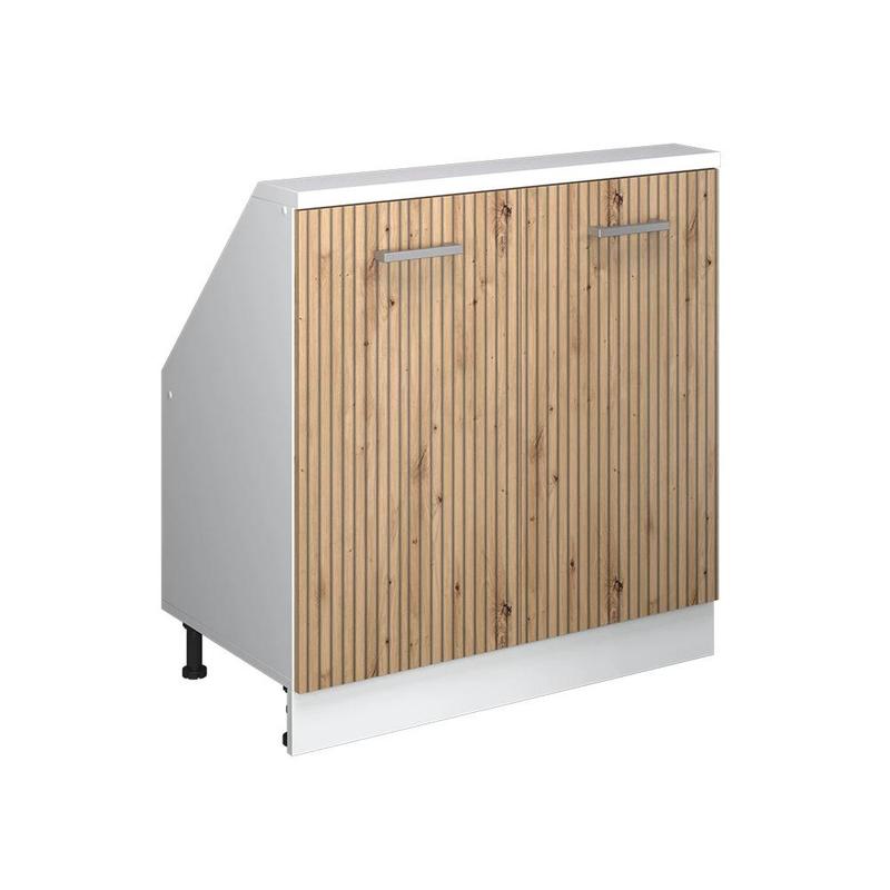Image of Kitchen Cabinet For Roofs Artisan Oak 80 Cm With 2 Doors, Roof Cabinet, Roof Furniture, Roof Chipboard, 16 Mm
