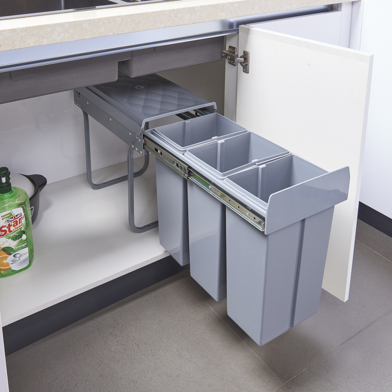Built-in Trash Can Froland 48x34x42cm Grey In