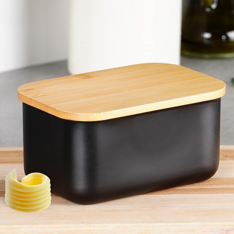 TEMU Black Steel Butter Dish
