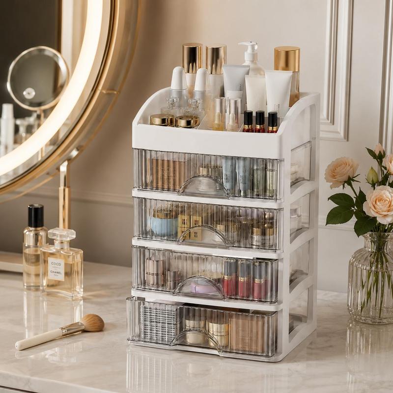 Image of Cosmetic Organizer Makeup Organizer Transparent Makeup Organizer With 3 Drawers