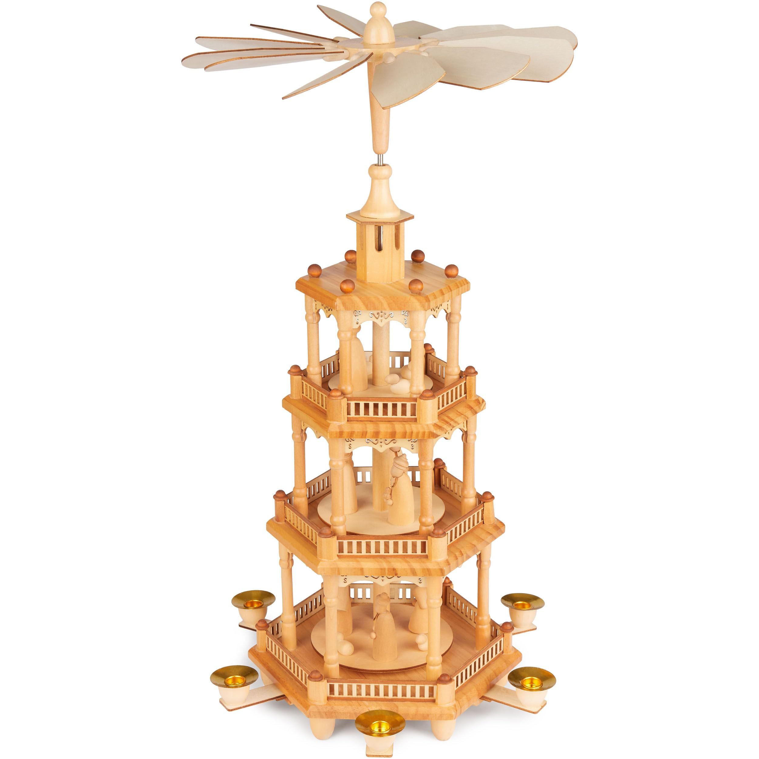 Image of Brubaker Wooden Christmas Pyramid - 55 Cm Large Wooden Pyramid For Christmas - Rotatable Table Pyramid With Christmas Wooden Figures - Hand-painted - Christmas Decor -