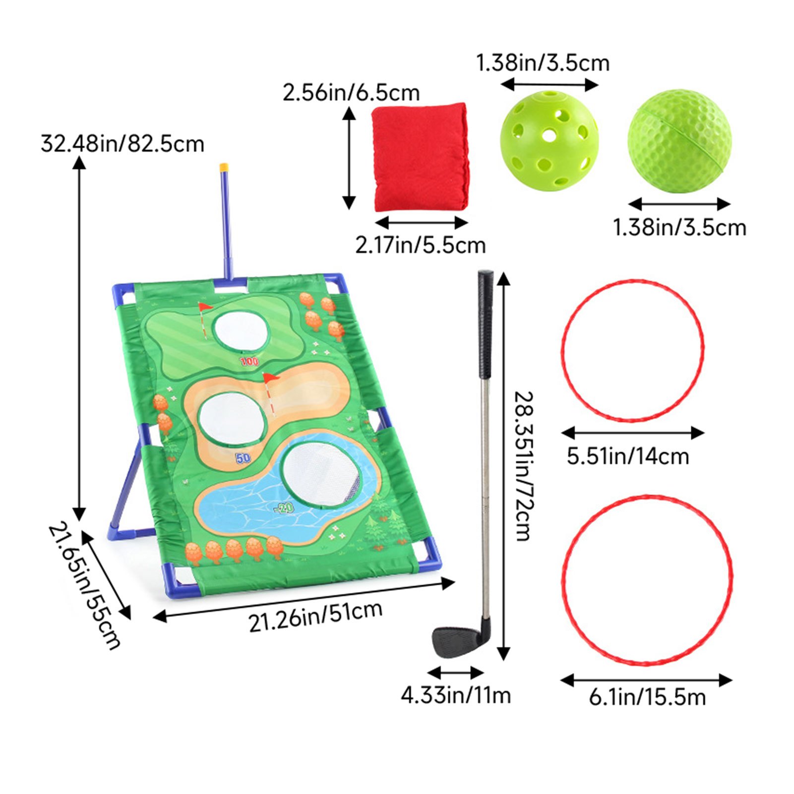 Golf Skill Training Set with Stand and Target Rings
