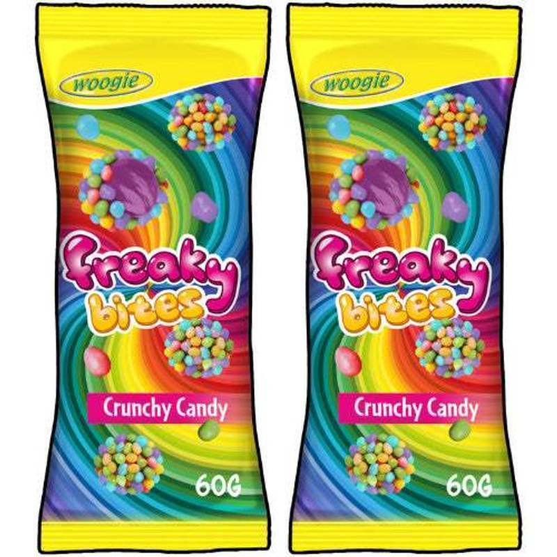Woogie Freaky Bites Strawberry Gummy Candies With Sugar Pearls, 2 X 60g