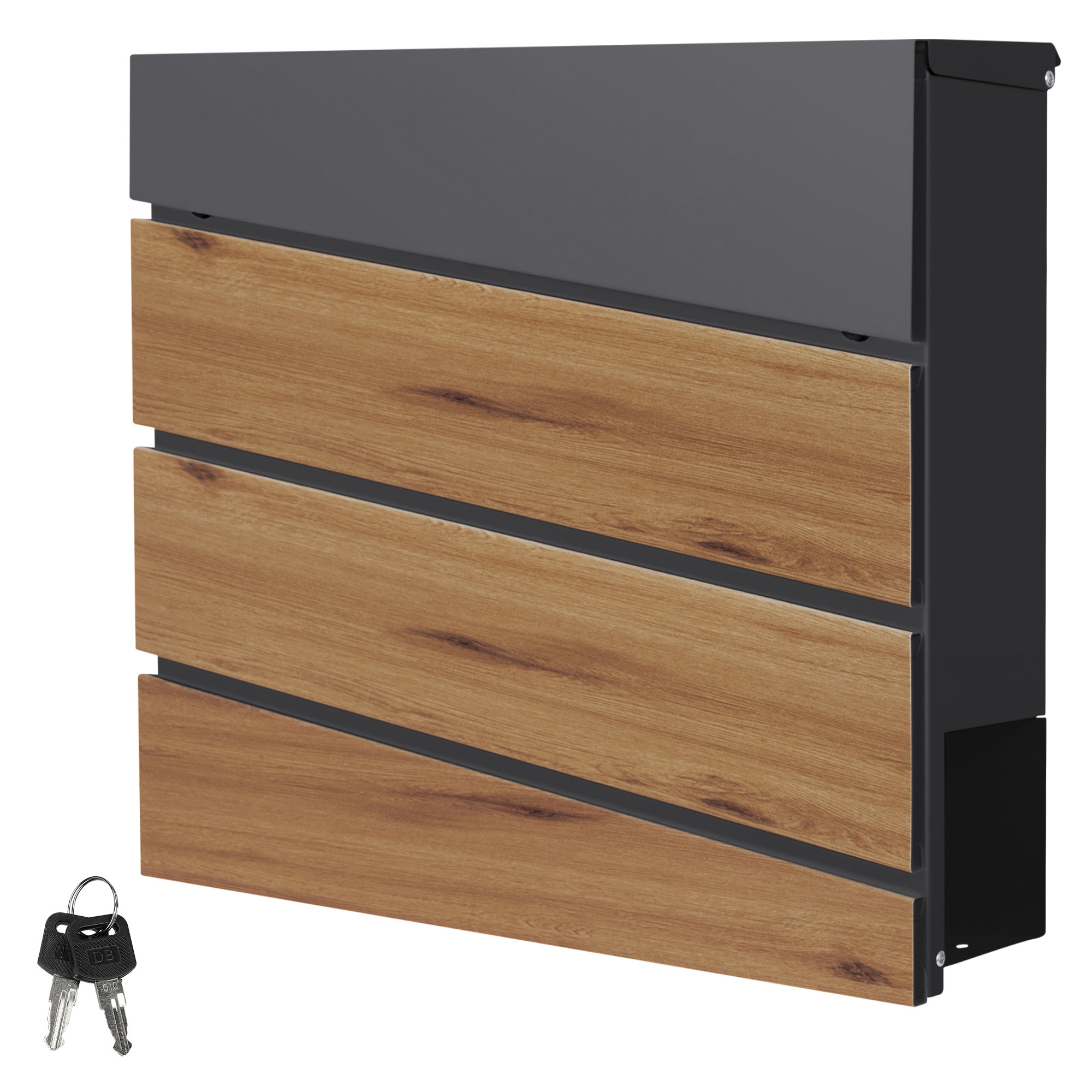 Image of Ml-design Steel Mailbox With Newspaper Compartment, Lockable , Includes 2 Keys, 37x37x11 Cm, Modern Wall-mounted Mailbox With Newspaper Roll, For Wall Installation
