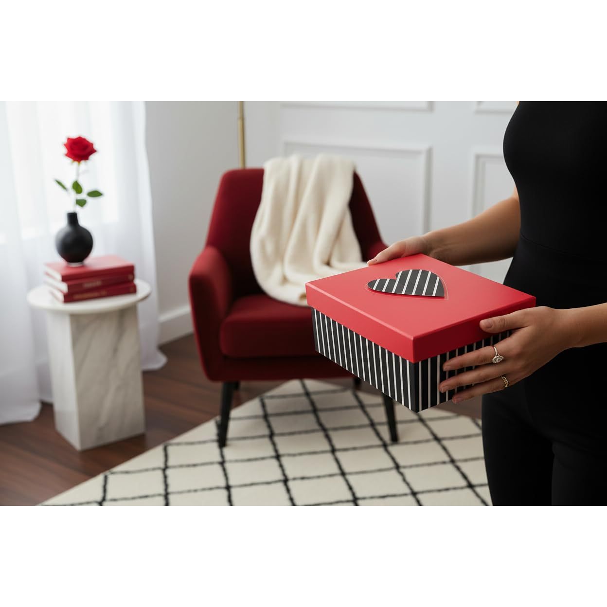 Emartbuy Rigid Rectangle Gift Box with Lid, Large Presentation