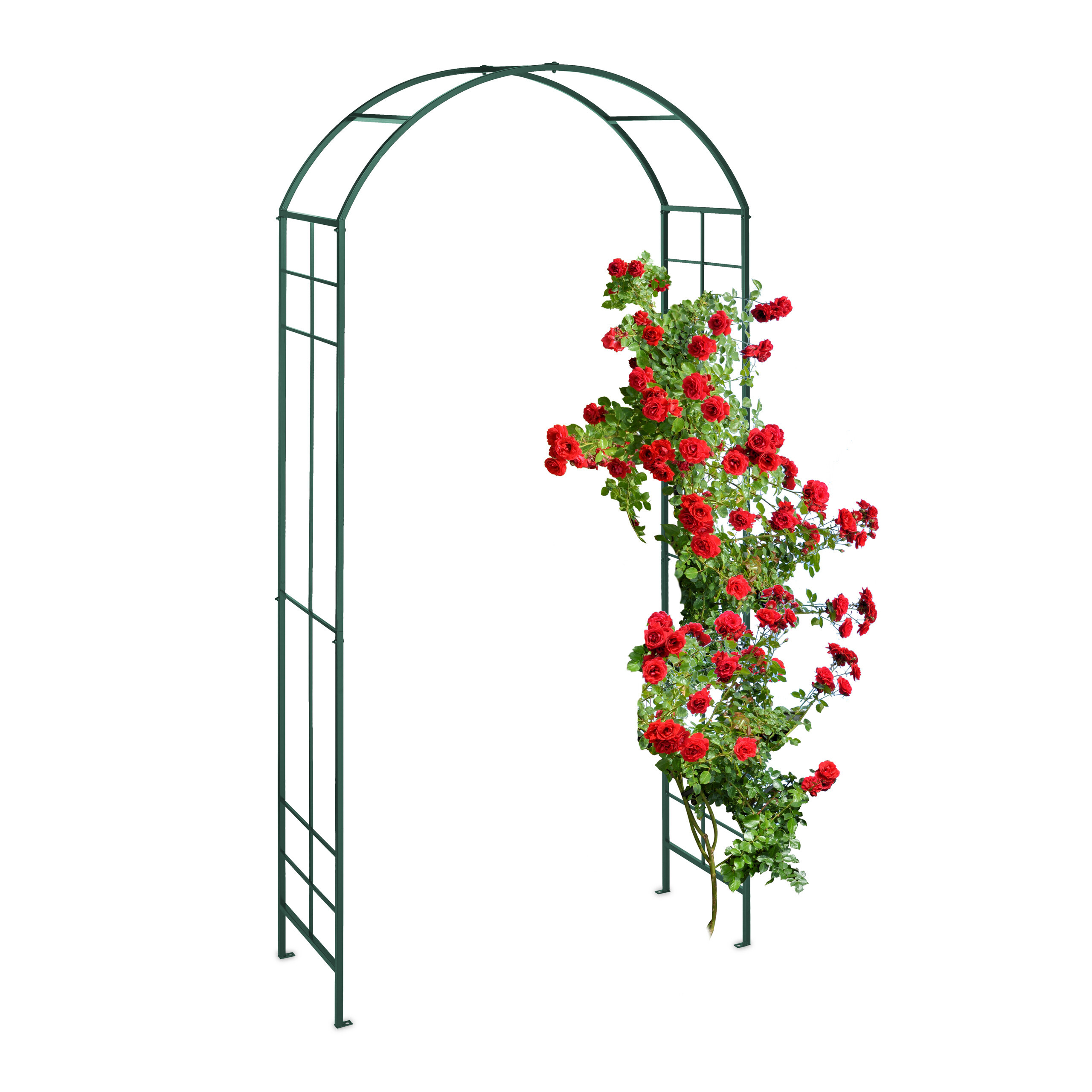 TEMU per rose in metallo, 224 x 110 x 41 cm, ferro verniciato a , verde, ad con , resistente alle intemperie, per rose, edera, clematide, e altre