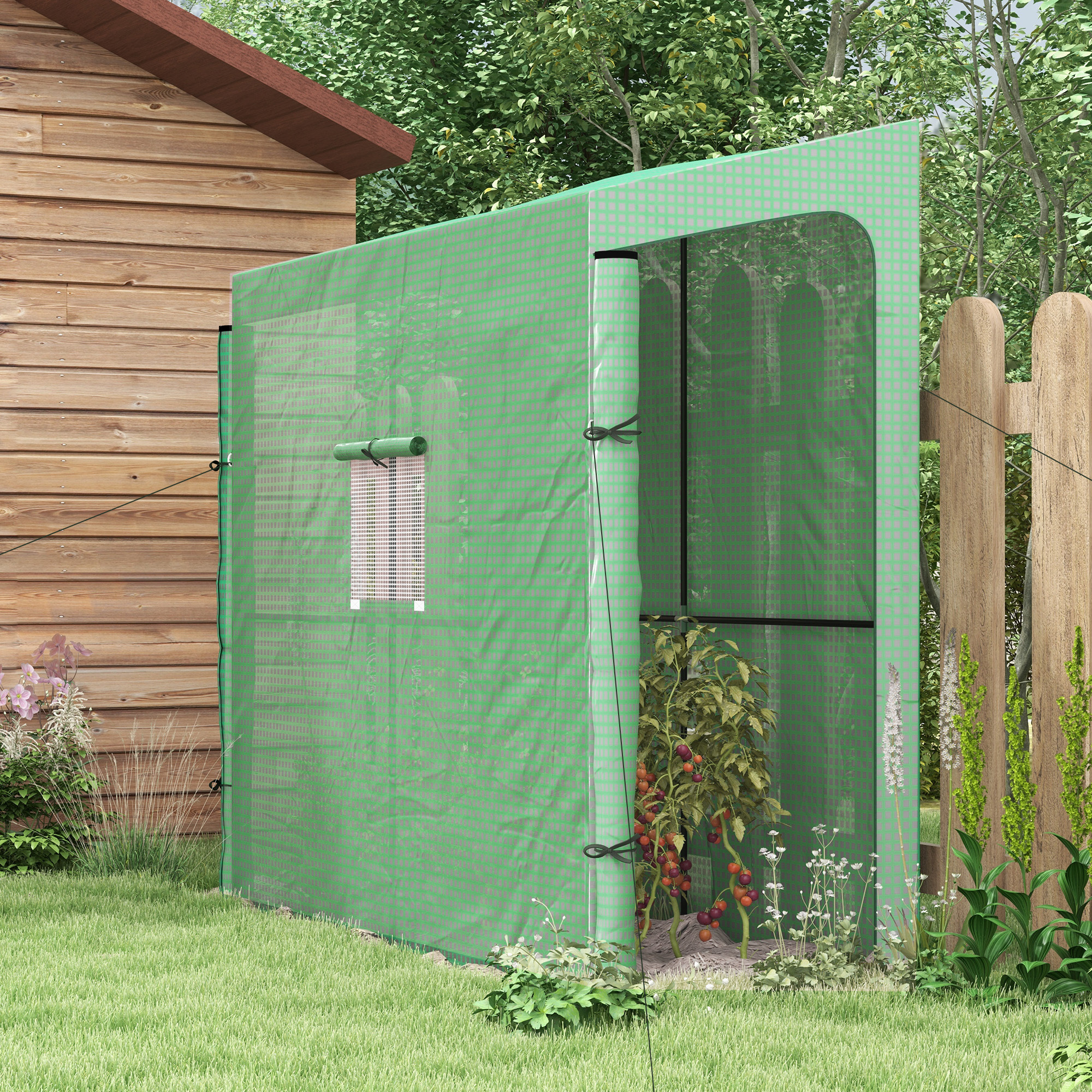 Image of Poly Tunnel Greenhouse, Greenhouse, Greenhouse With , Windproof With Side Windows, Uv Protection For Garden, Pe, Green, 200 X 80 X 200 Cm