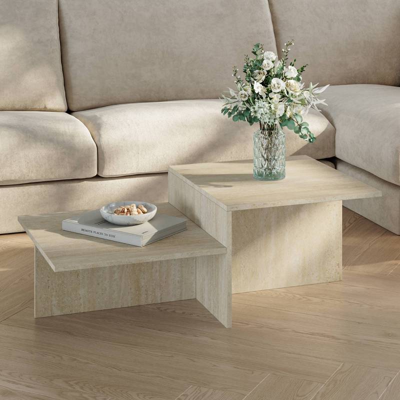 TEMU Table Basse 'Taniena avec Double Plateau, Angle de 100 X 55 X 35 Cm