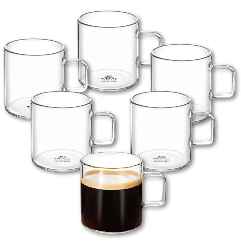 Image of Wilmax Set Of 6 Glass Cups For Coffee And Tea, 100 Ml