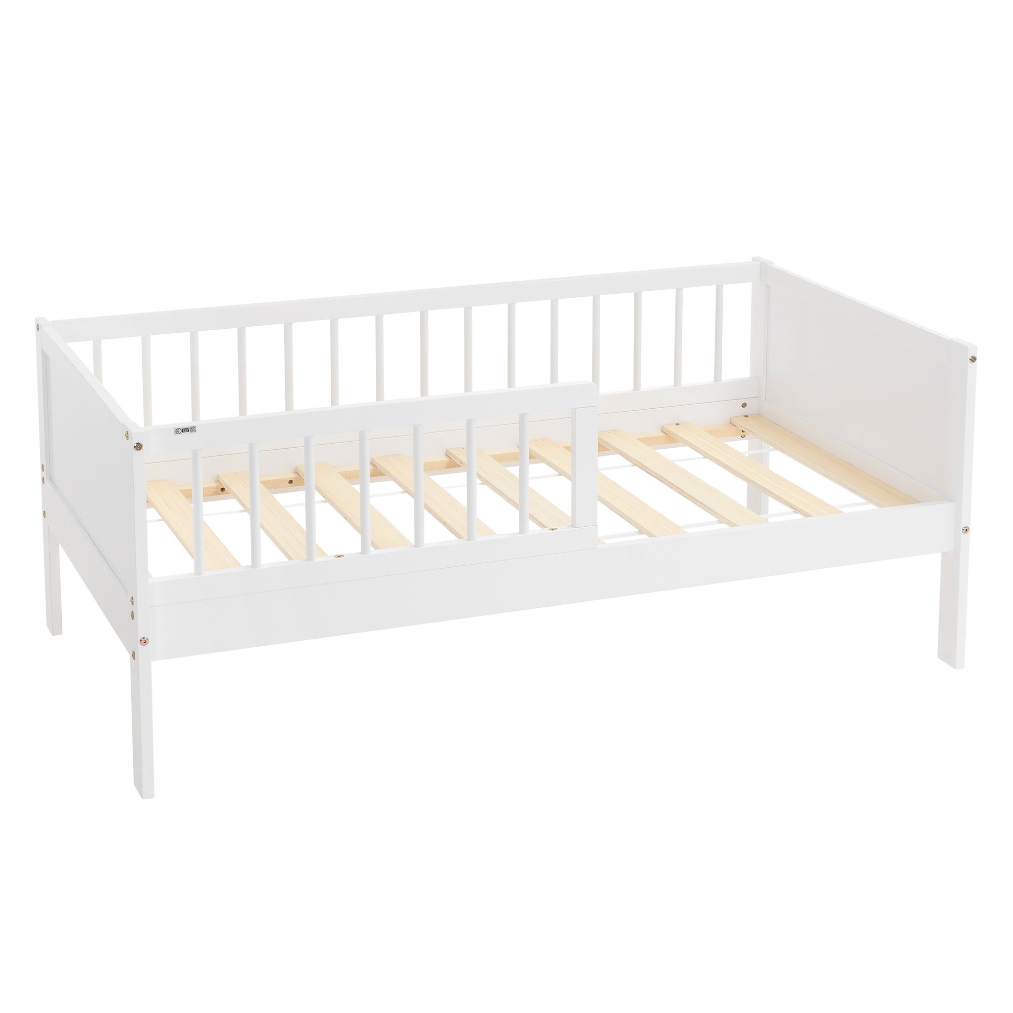 Image of Ml-design Children's Bed, Wooden Bed For Children With Slatted Frame And Fall Protection, Youth Bed Made Of Pine Wood, Bed Frame For , Solid Wood Baby Bed Toddler Bed Frame