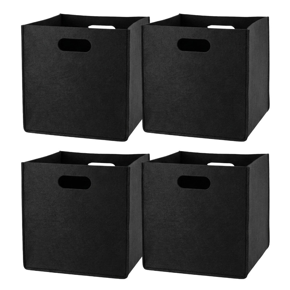 Image of 4-piece Set, Foldable Storage Shelf, Storage Box, 30 X 30 X 30 Cm, Sturdy And Durable Storage Basket, Suitable For Bookshelves, Wardrobes, And Living Rooms