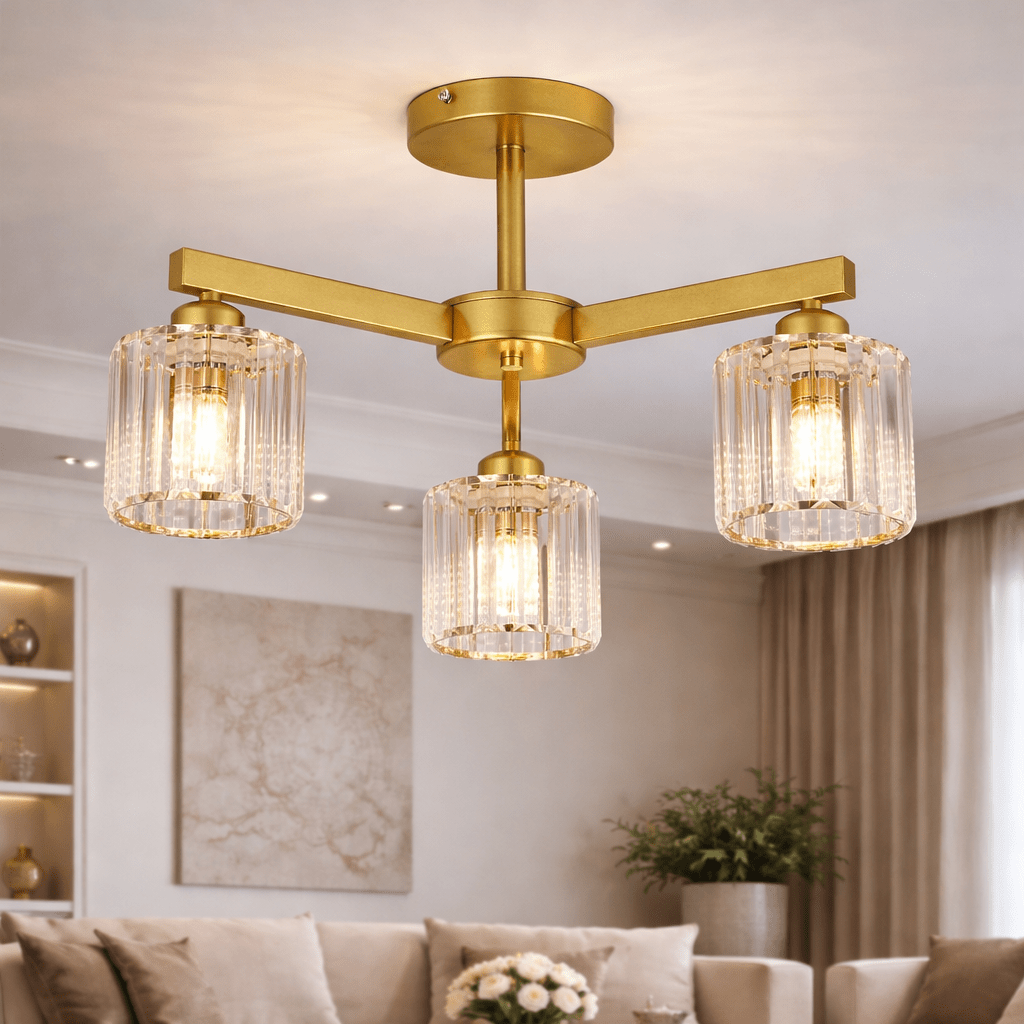 Chandelier Lc110/3gd With Crystal, 3x E27, Gold, Metal And Crystal