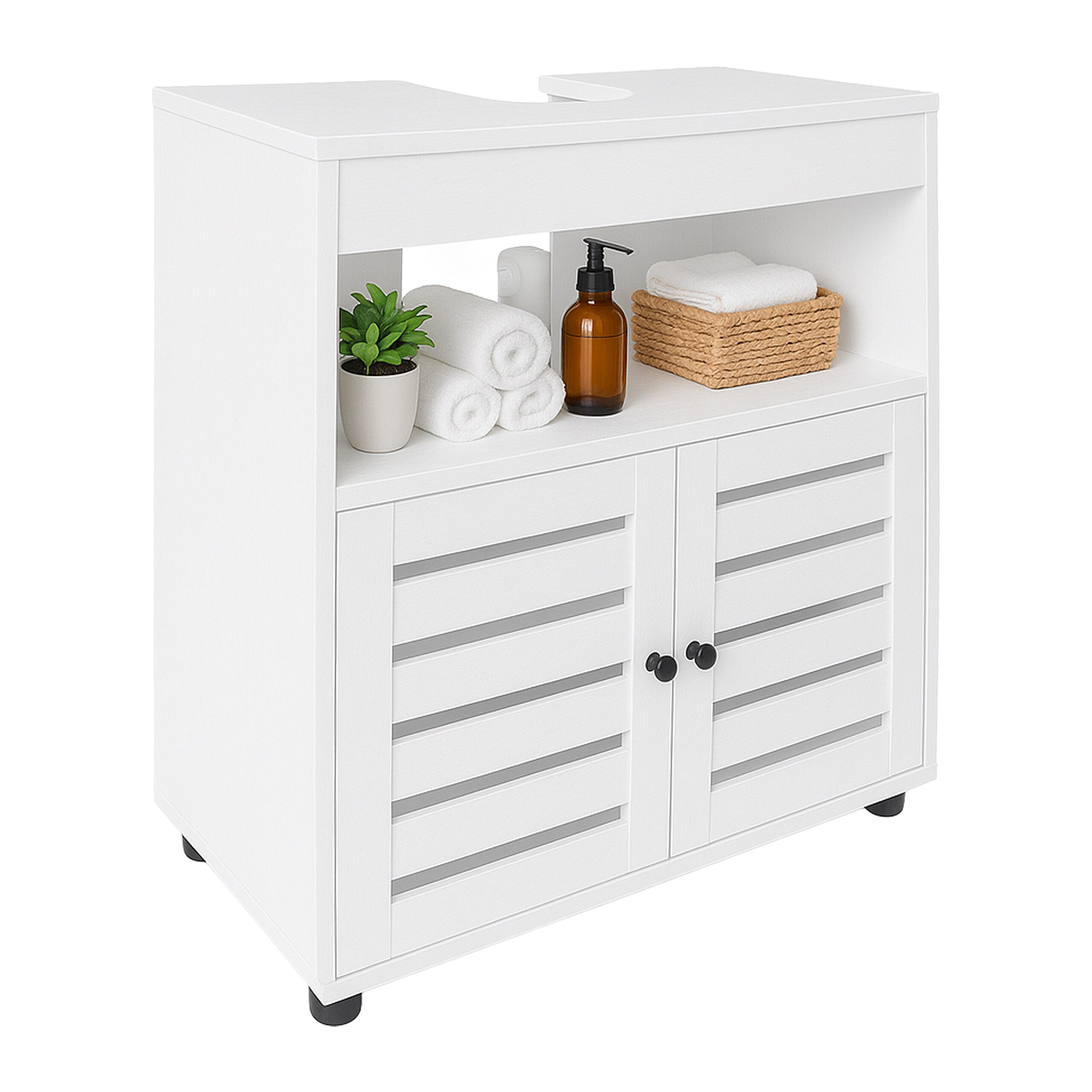 Image of Sink Cabinet In White - (w)60 X (h)63 X (d)30 Cm