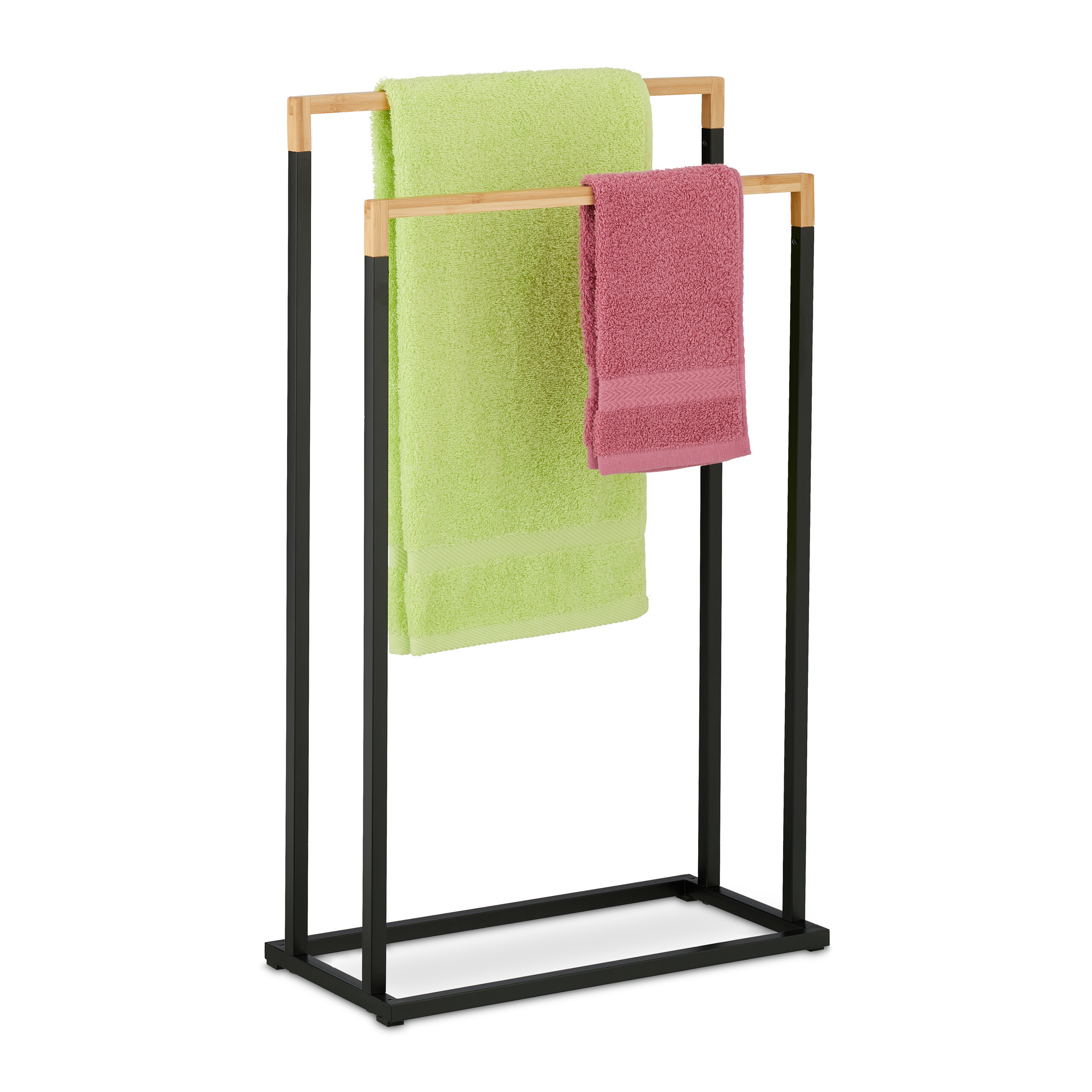 Image of Towel Rack In Black/natural - (w)45 X (h)76 X (d)21.5 Cm