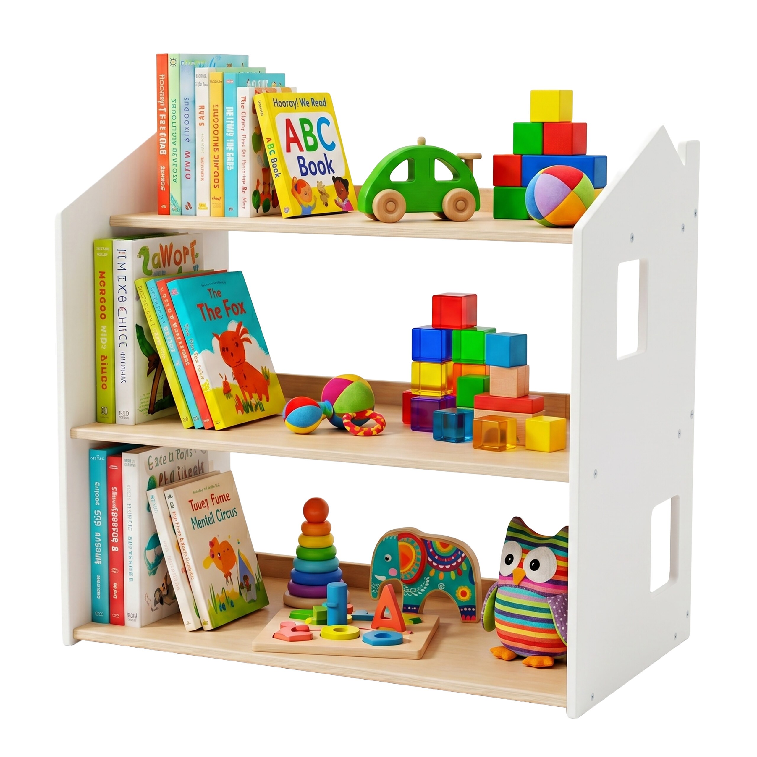 Image of Children's Shelf In White/ Natural - (w)61 X (h)59 X (d)39 Cm