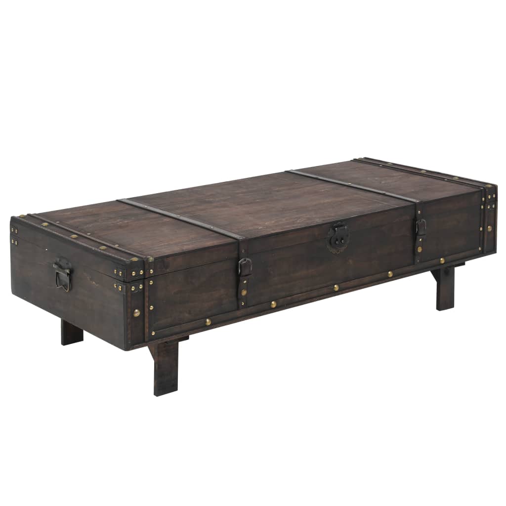 Vidaxl Solid Wood Coffee Table Storage Trunk Side Table