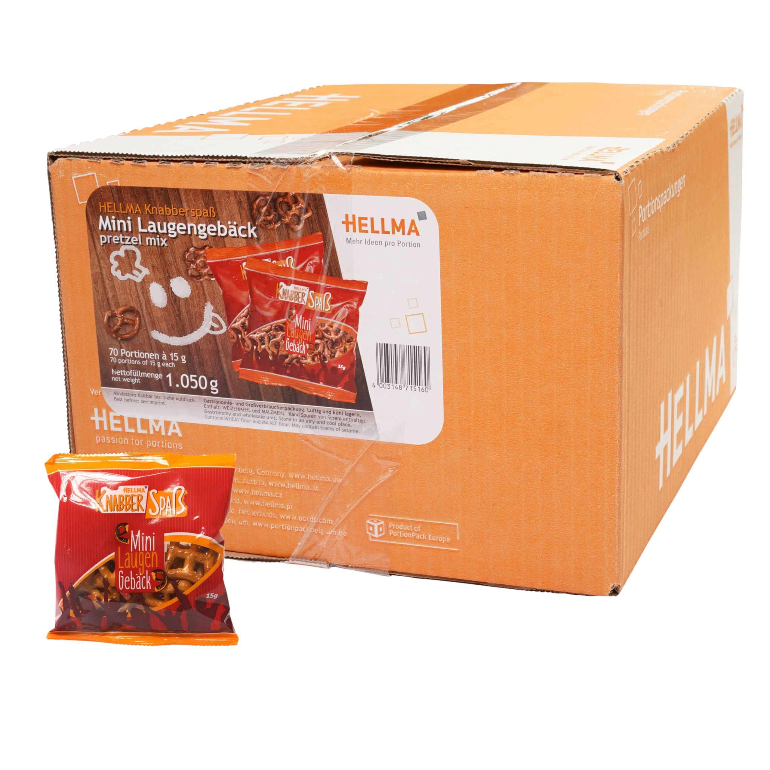 Hellma Mini Laugenbread – Hearty Salt Snack Mix – Crispy Individual Portions Ideal For Guests & Office – 70 X 15 G Storage Box