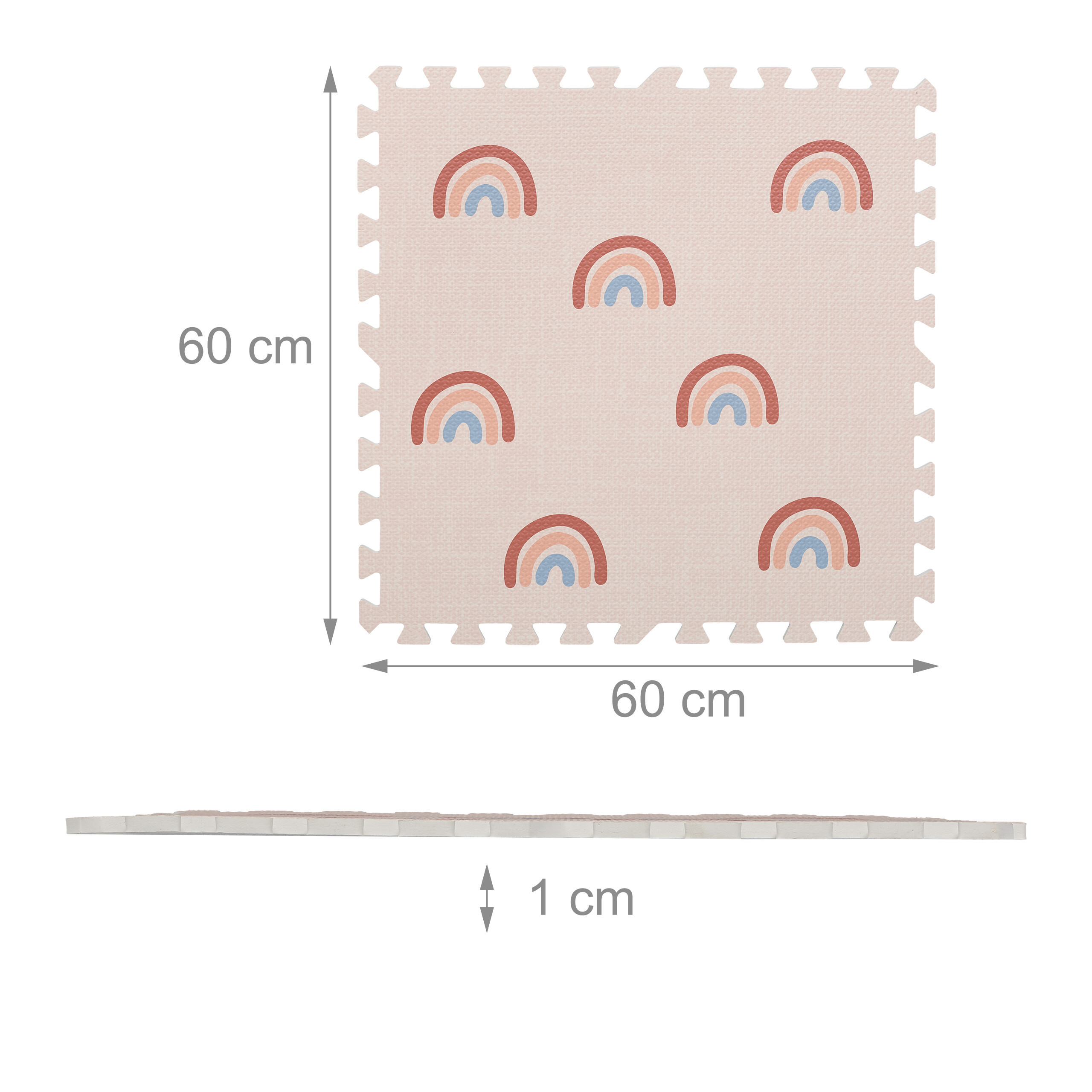 6 x Regenboog Puzzelmat in Roze