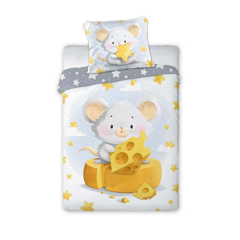 Junior Bedding Set With Mouse & Cheese, 2-piece, 100x135 Cm, 100% Cotton