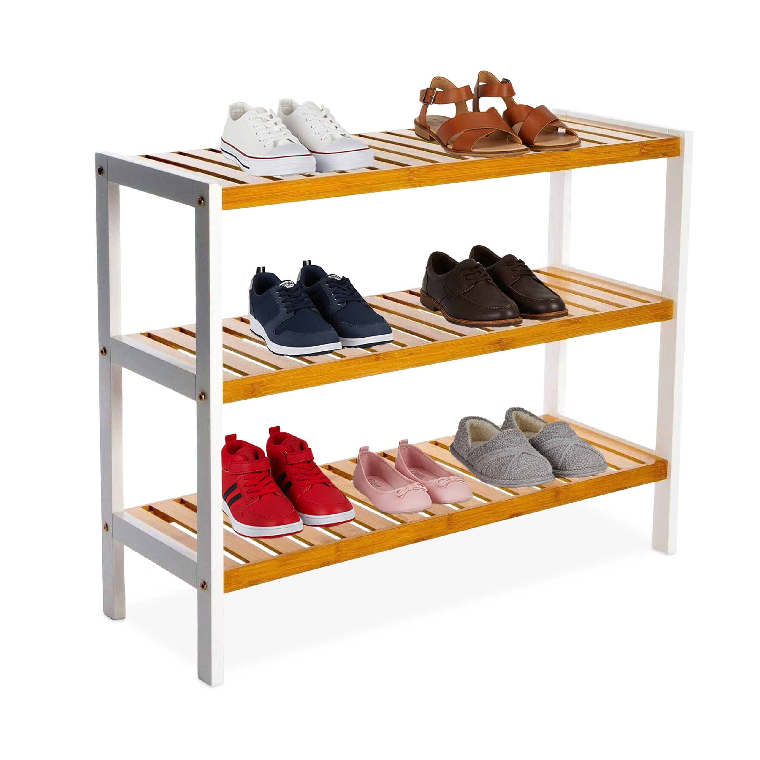 Shoe Rack In Natural/white - (w)70 X (h)55 X (d)