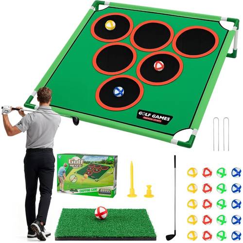 golf game set with 5 goals and 20 balls suitable for portable indoor outdoor chopping and putting exercises for adults and families including a handbag