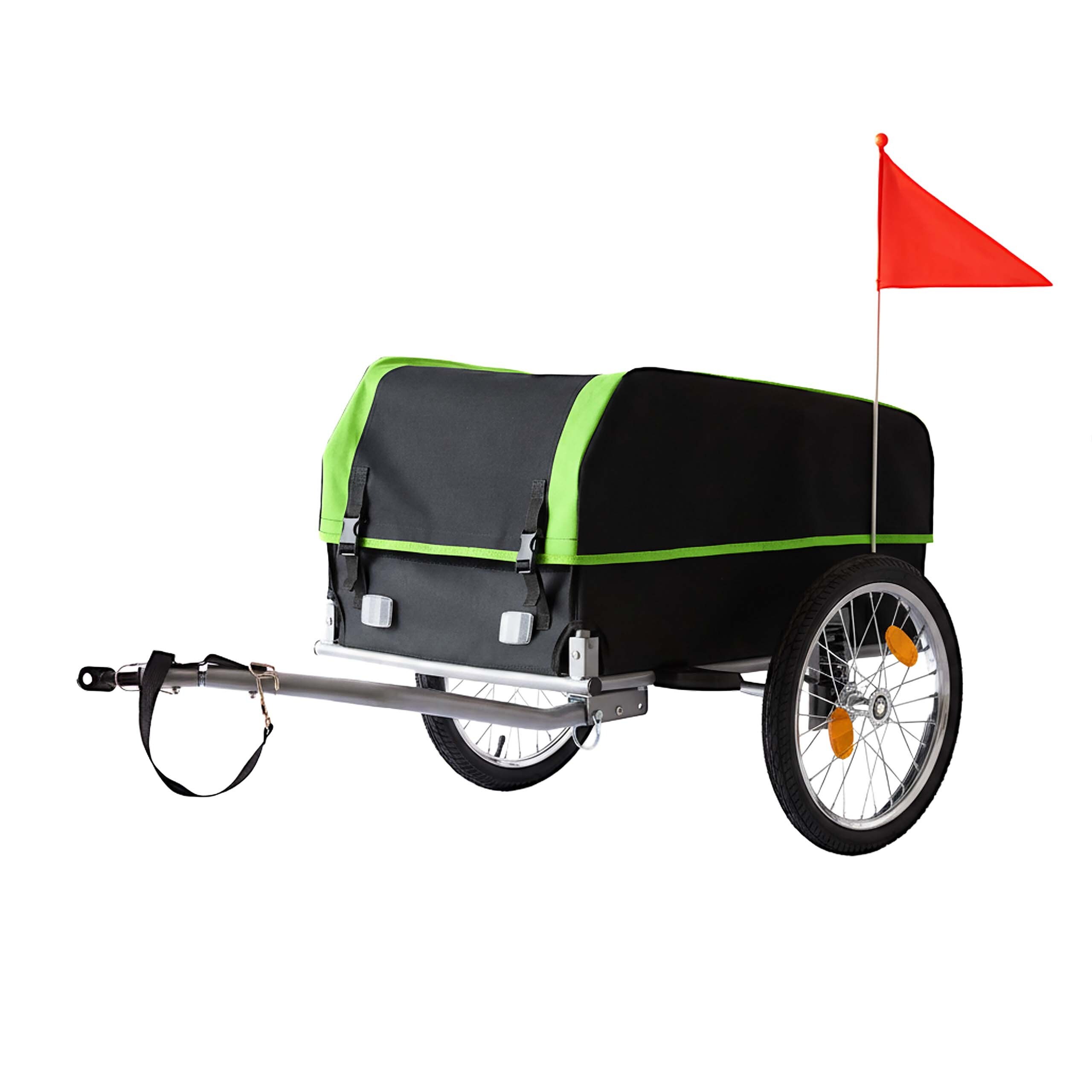 Image of Bicycle Trailer In Black/green - (w)124 X (h)59 X (d)69 Cm