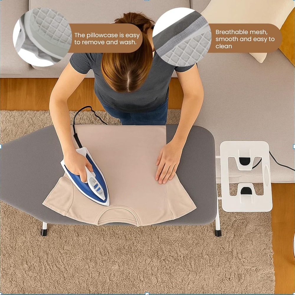 adjustable folding ironing board metal frame reinforced household ironing table portable for living room no battery required details 6
