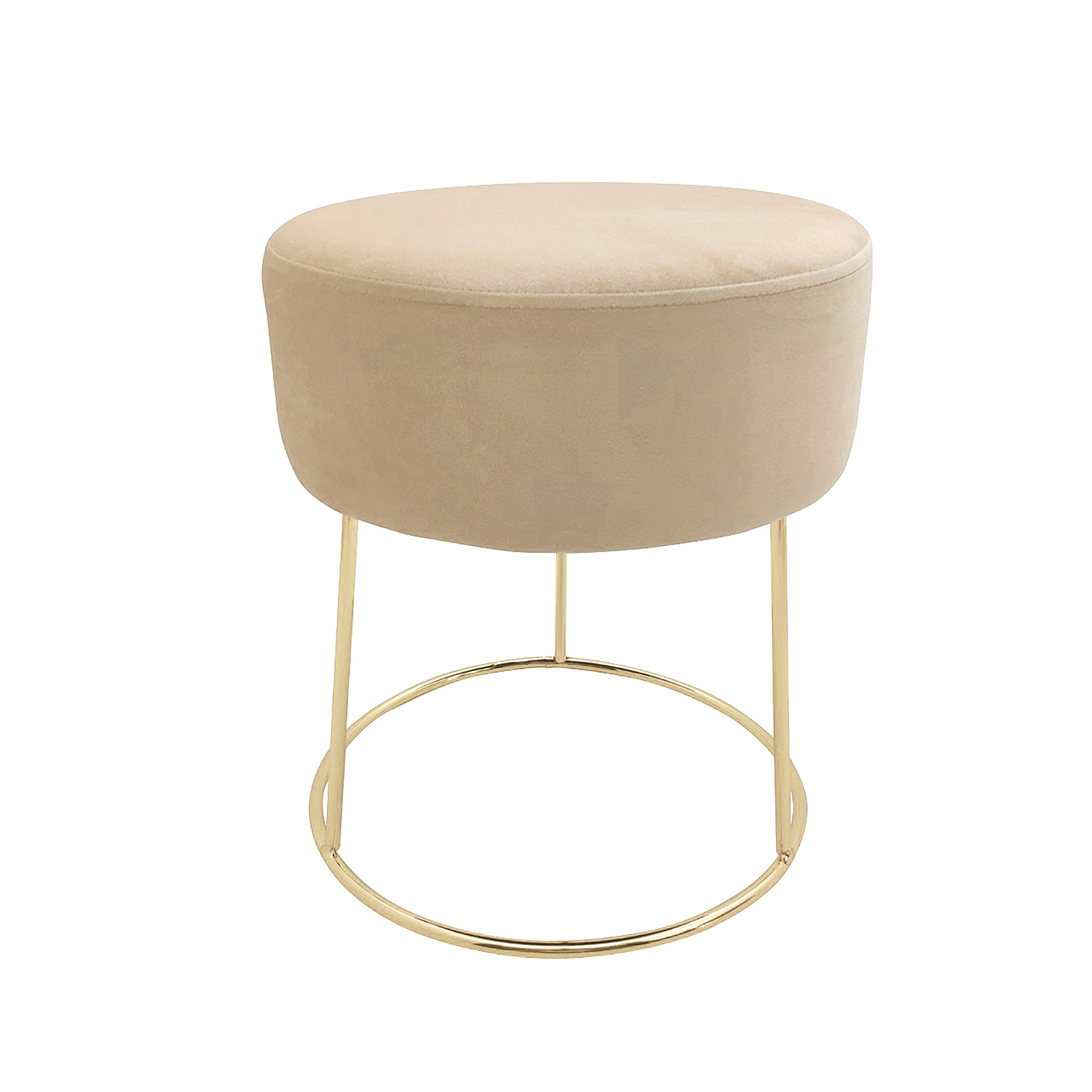 Image of Real Work Round Stool Marilyn, Upholstered Stool Made Of Velvet, Makeup Stool With Metal Legs In Golden, Stool Suitable For Bedroom And Living Room, Footstool Loadable Up To 150 Kg, Grey
