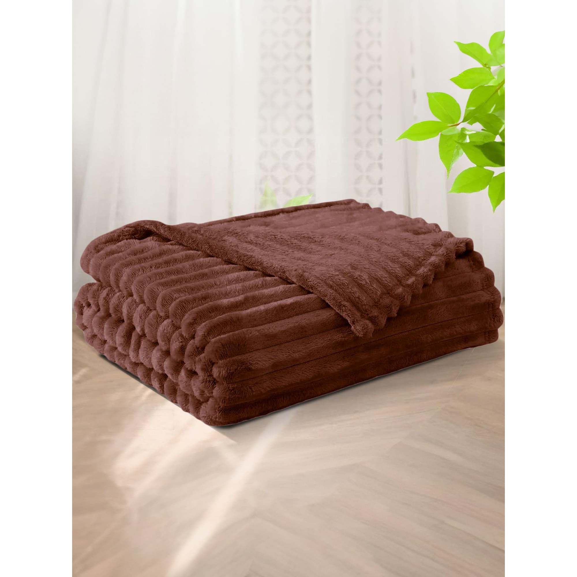 TEMU Throw Blanket - Ribbed Fleece Blanket - Soft Fluffy, Warm & Cosy Sofa Throw - Large Fleece Blanket For Sofa Bed, Couch, Bedding - King Size