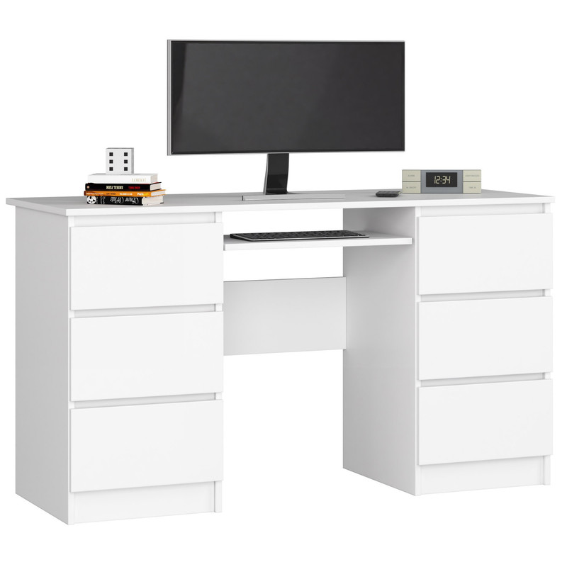 Image of Akord A11 Computer Desk, 135 Cm, 6 Drawers, 135x50x77 Cm