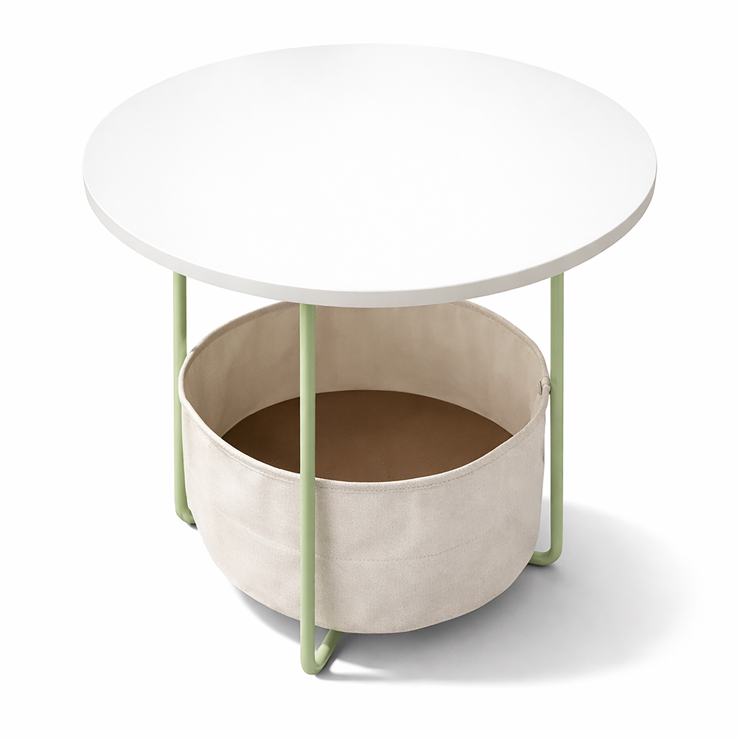 Side Table In Sage Green/creme White - (h)50 X Ø