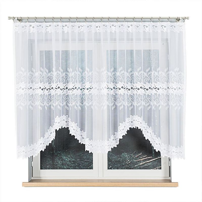 - Fringed Curtain With A Cut At - 320x140 Cm - White