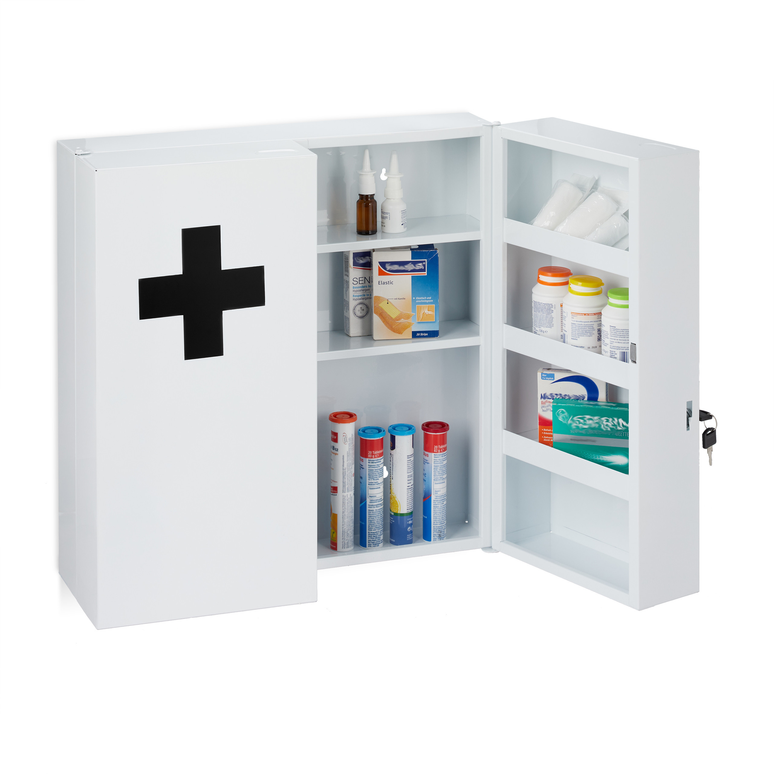 Medicine Cabinet In White/black - (w)53 X (h)53.5 X (d)19 Cm