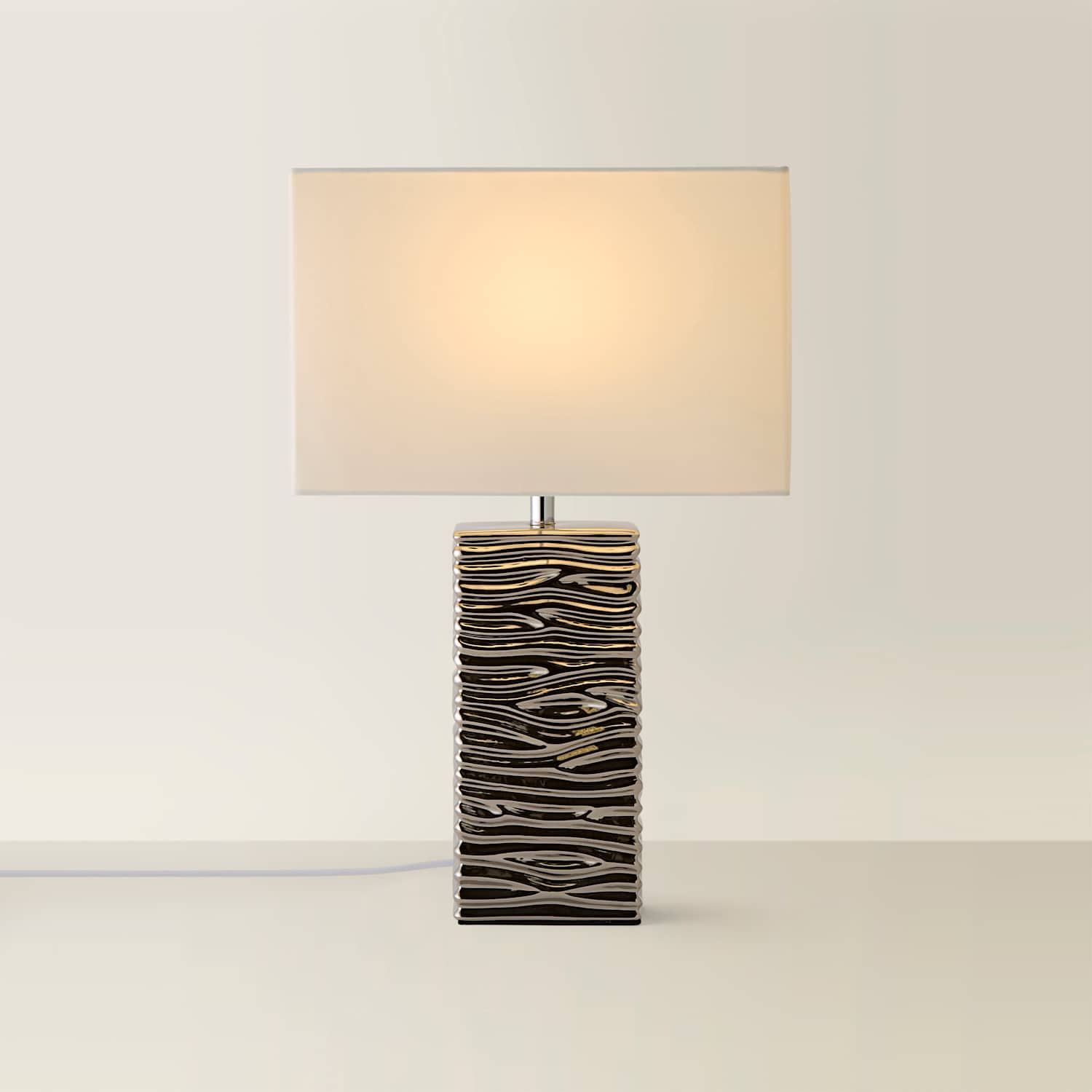 TEMU Chrome Silver Table Lamp With