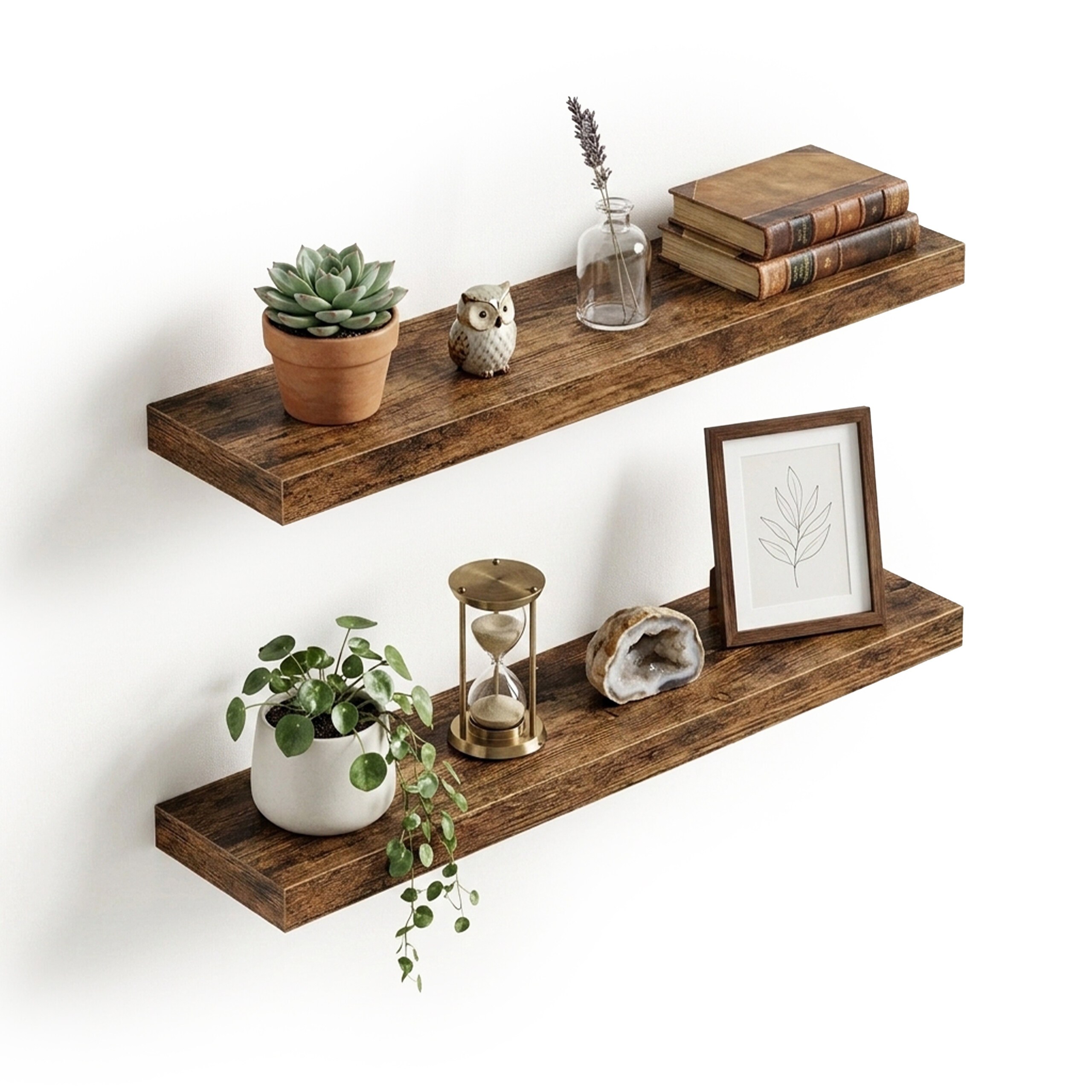 2 Shelves In Dark Brown - (w)80 X (h)4 X (d)20 Cm