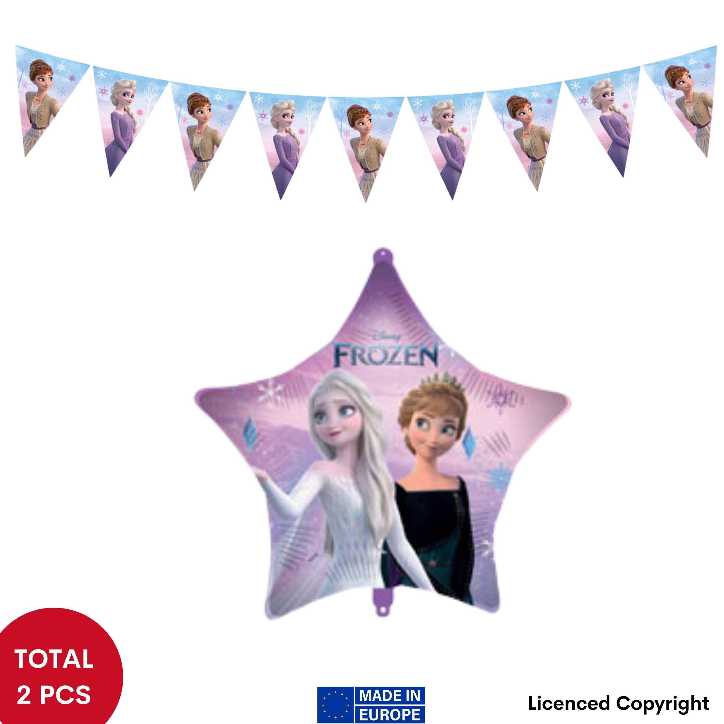 TEMU 2 Decoration Set - 2-piece Party Bundle For Kids' Birthdays In Design - Includes 1 Bunting With 9 Flags And 1 Foil-weighted Balloon Decoration