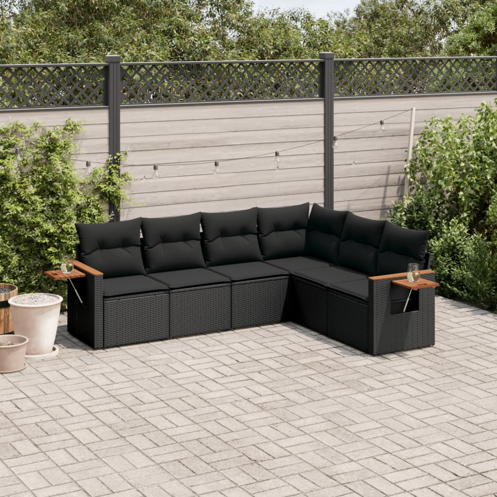 Vidaxl Garden Sofa Set With Cushions 9pcs, Garden Furniture Garden Set, Seating Group Seating Set, Lounge Sofa Set Terrace, Black Poly Rattan