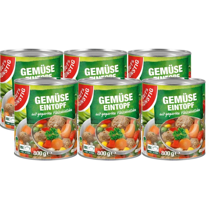 Image of 6-pack Gut&günstig Vegetable Stew With Meatballs, 800g (6x800g)