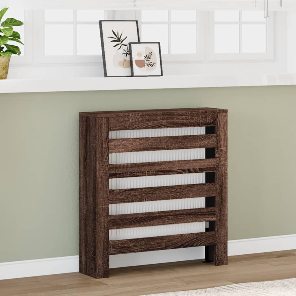 Image of Radiator Cover, Modern Slatted Design, Radiator Panel For Living Room, Heating Cover, Oak Look, 78x20x82cm, Wood Material